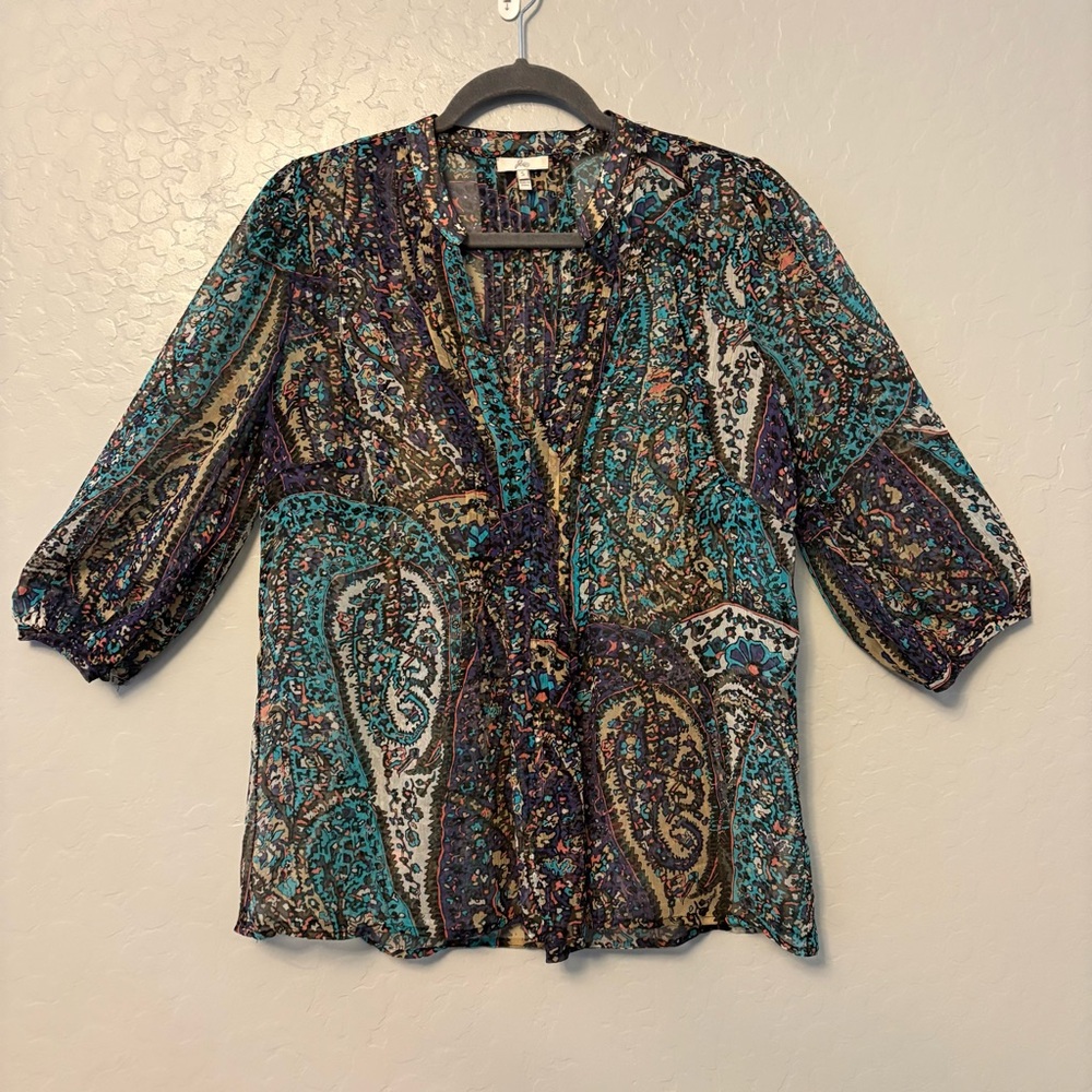 Joie multicolored flowy paisley print blouse size small